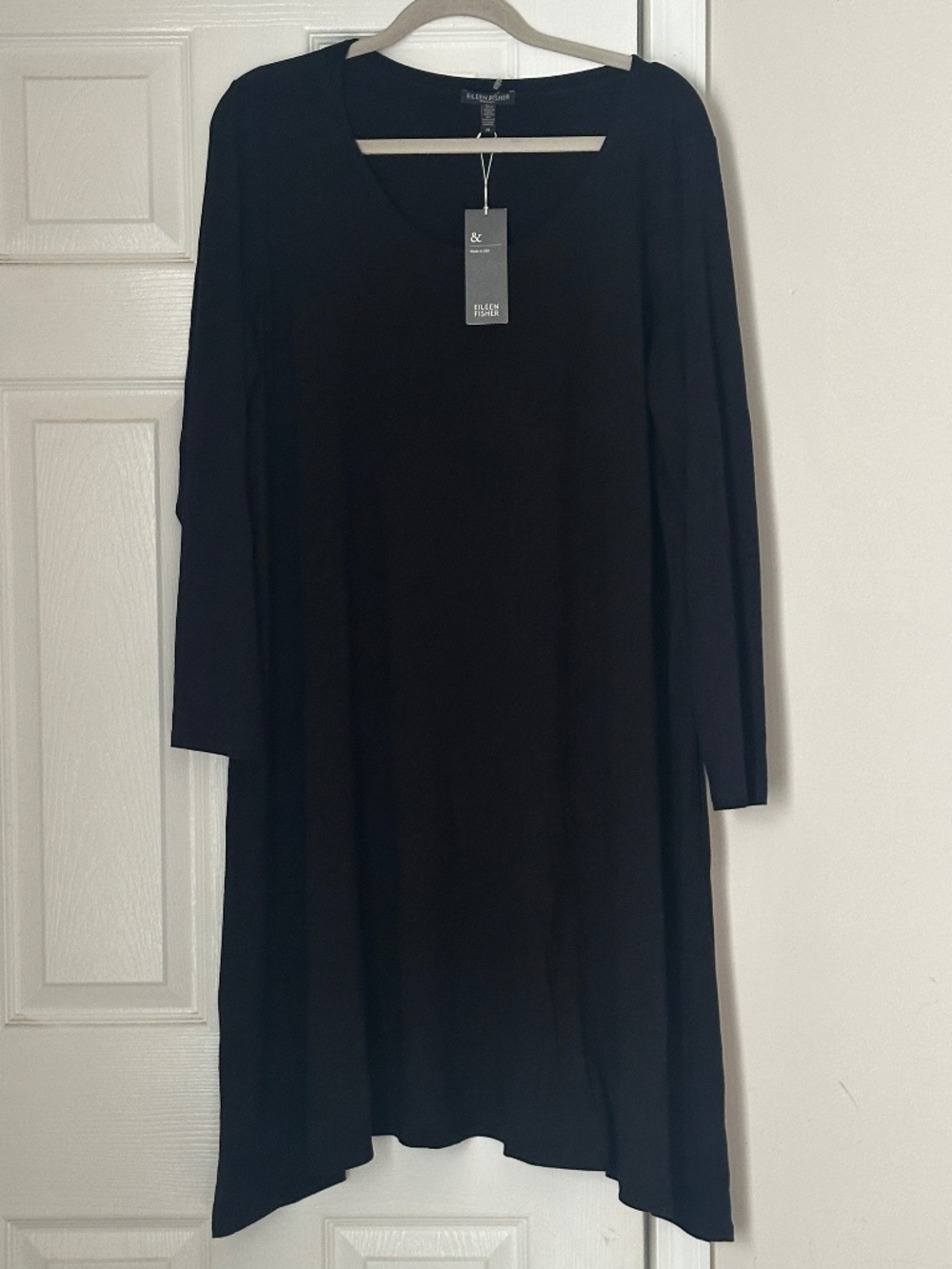 Brand New Eileen Fisher Woman Scoop Neck Knee Length Black Dress Plus 1X Curve